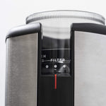 silver wilfa svart electric coffee grinder, close up on brewing selection, filter method chosen
