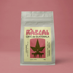 coffee bag with pink background and cool design on bag