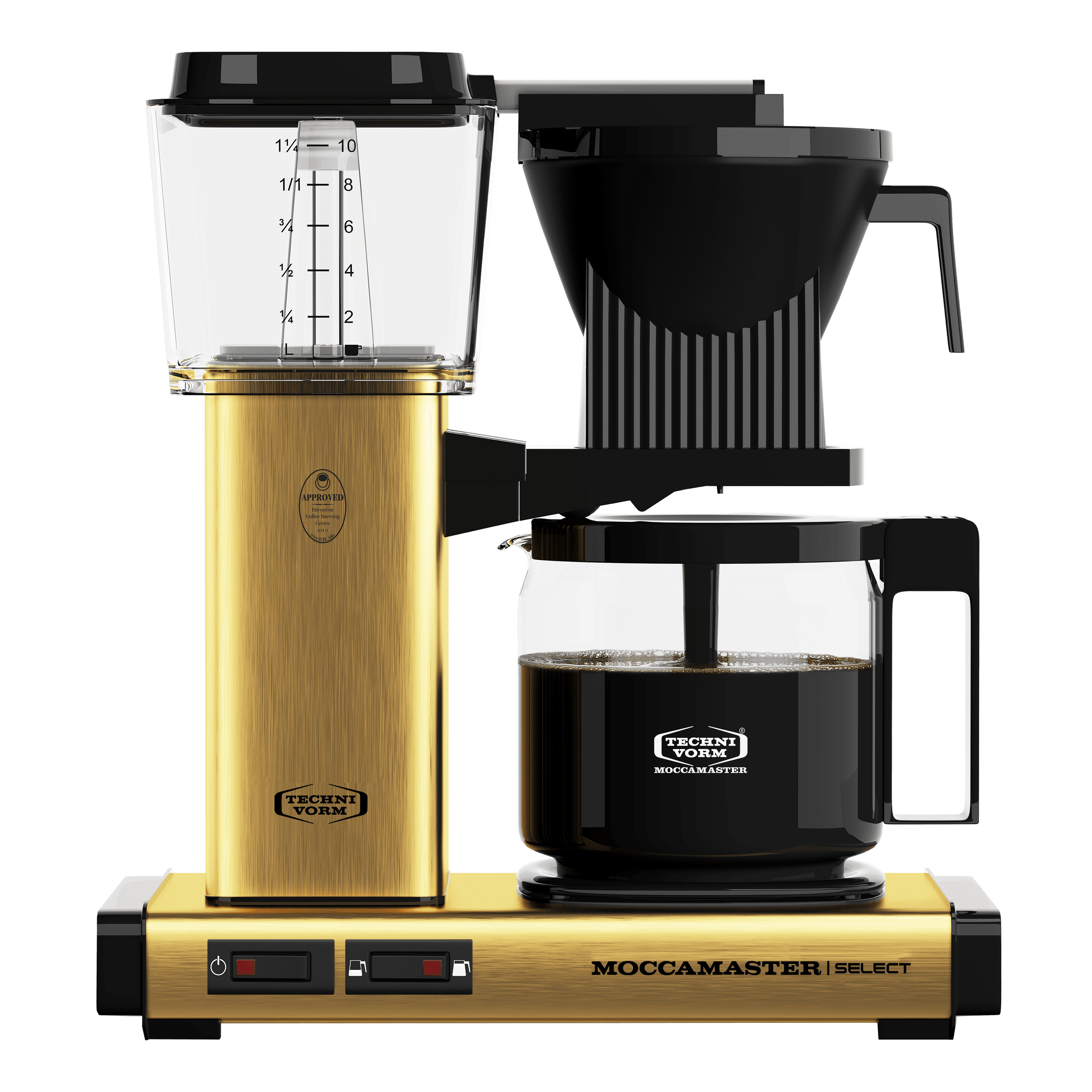 gold, brass, moccamaster kbg select coffee machine